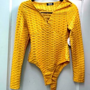 Brand new mustard Body Suit longsleeve